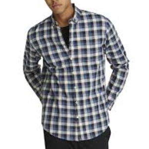 Frank & Oak M Check Gingham Shirt in Night Sky